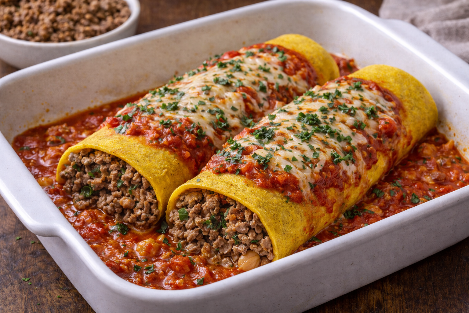 Panqueca de carne com grão de bico