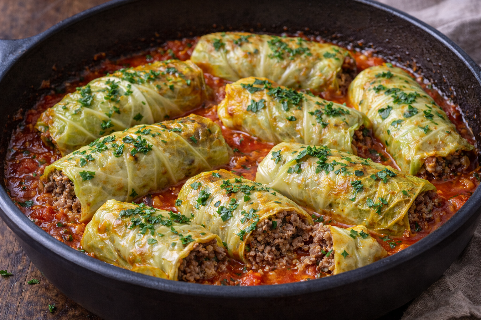 Charuto de repolho com quinoa e carne